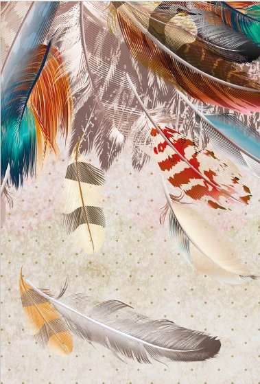 Papel pintado Plumas indias L102 cm x H154 cm