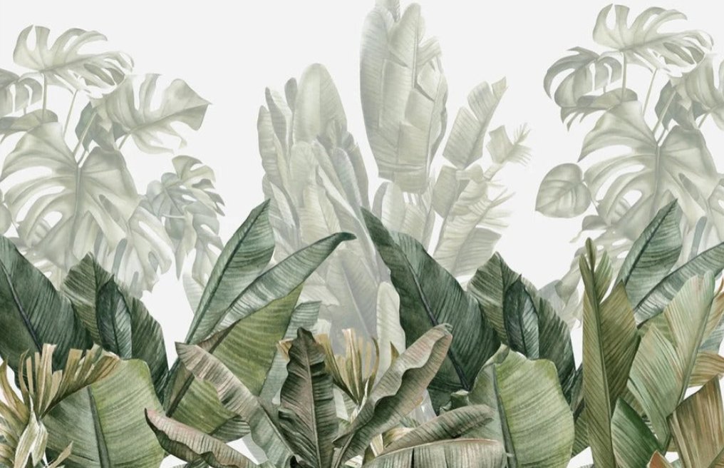 Papel pintado panorámico platanero verde L340 cm x H220 cm