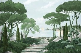 Camina por los arroyos de papel pintado de verde