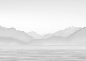 Papel pintado blanco y negro de Annecy y su apacible lago