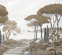 Paseo por los arroyos papel pintado marrón