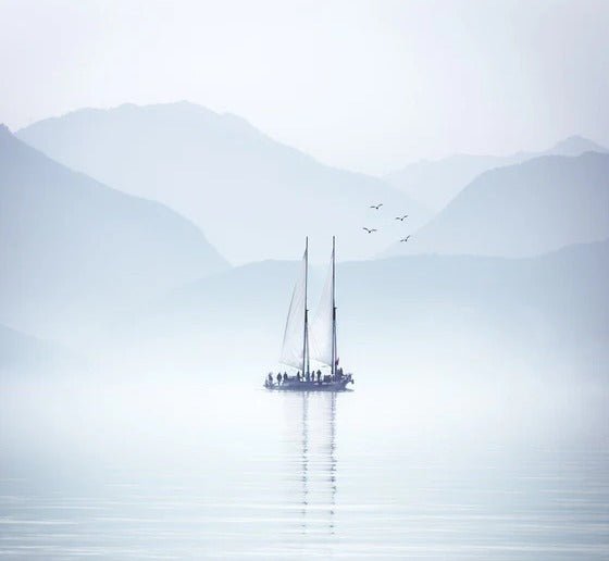 Papel pintado lago Annecy navegación