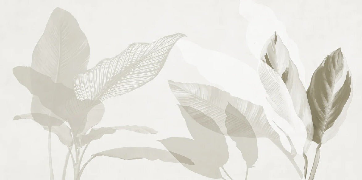 Papel pintado con motivos vegetales modernos en color sepia