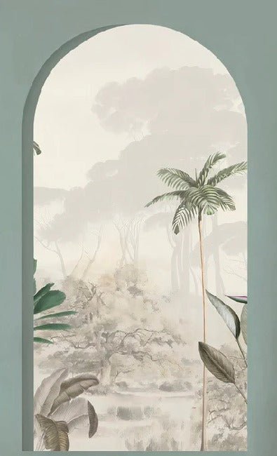 Papier peint arches luxuriantes vert, XXL, tendance
