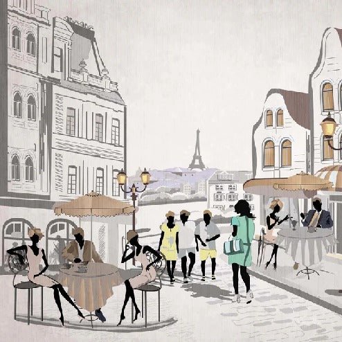 Papel pintado francés Paris café en terrasse