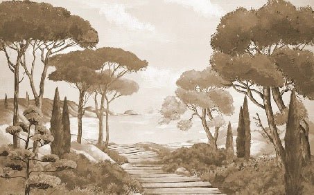 Papel pintado «Paseo por las calas» monocromo