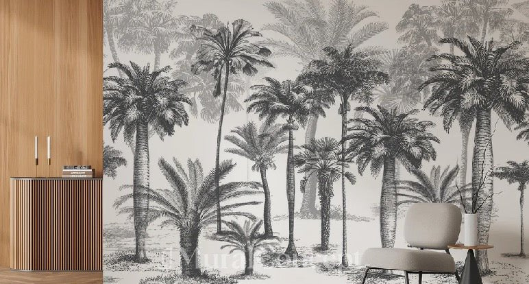 Papel pintado Jungla en blanco y negro