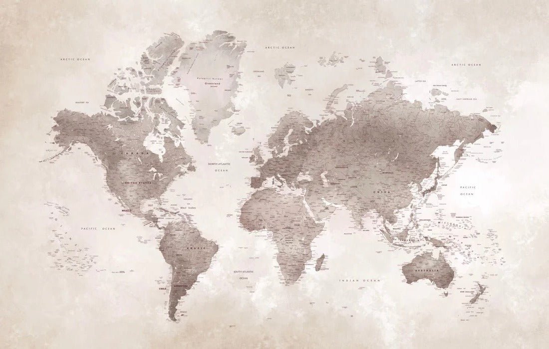 Papier peint carte du monde intemporel, XXL, tendance