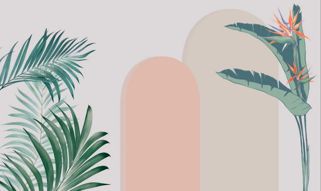 Papel pintado dormitorio arcos vegetales