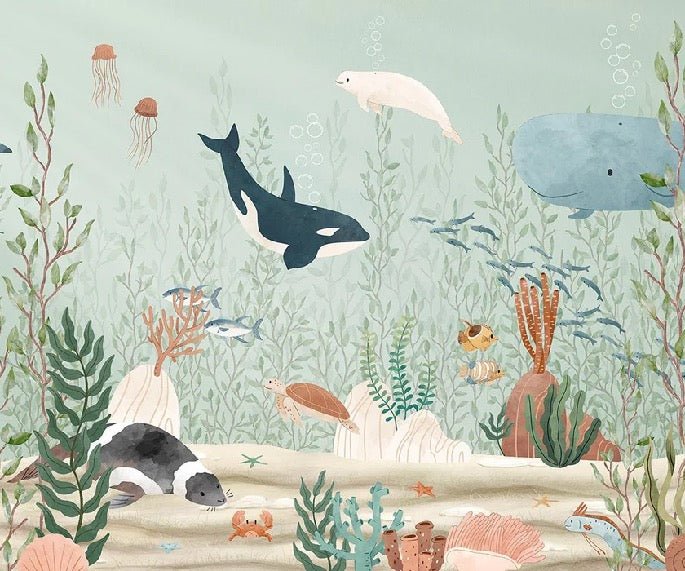 Papel pintado mundo marino bebé