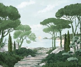 Camina por los arroyos de papel pintado de verde