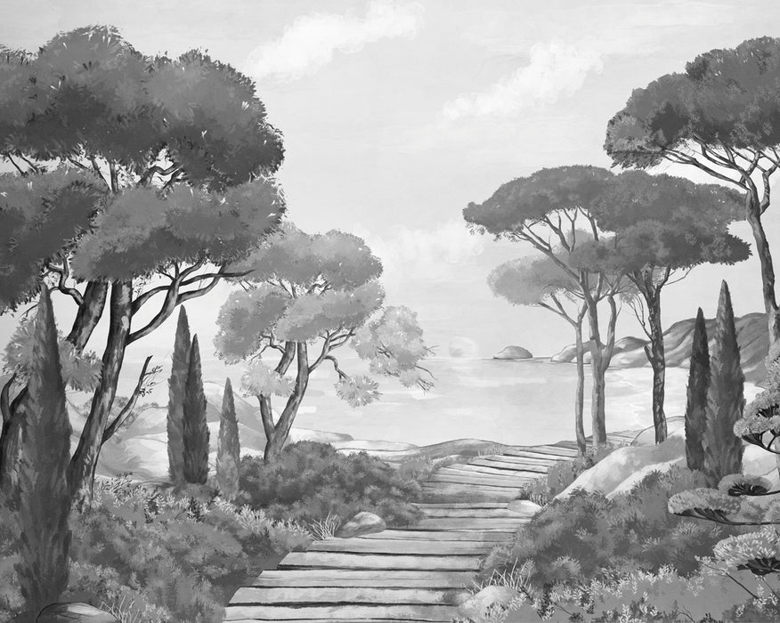 Papel pintado Walk in the creeks, blanco y negro