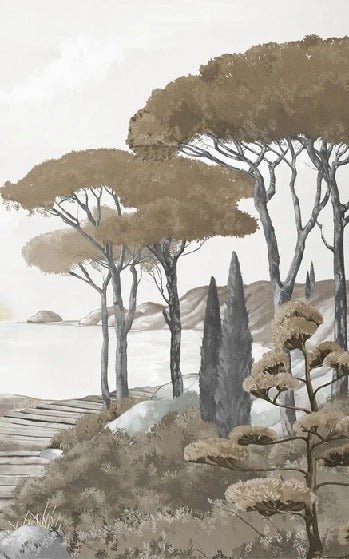 Paseo por los arroyos papel pintado marrón