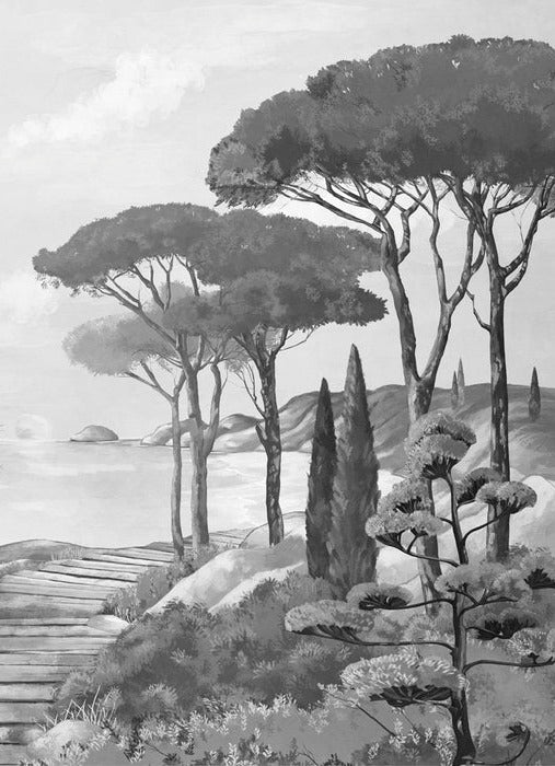 Papel pintado Walk in the creeks, blanco y negro