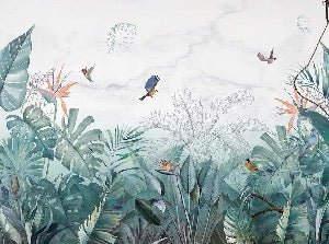 Papel pintado Selva de mármol azul