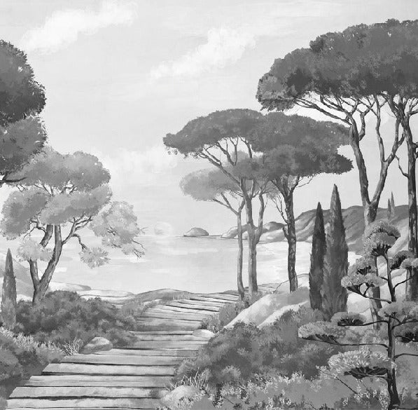 Papel pintado Walk in the creeks, blanco y negro