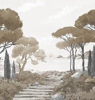 Paseo por los arroyos papel pintado marrón