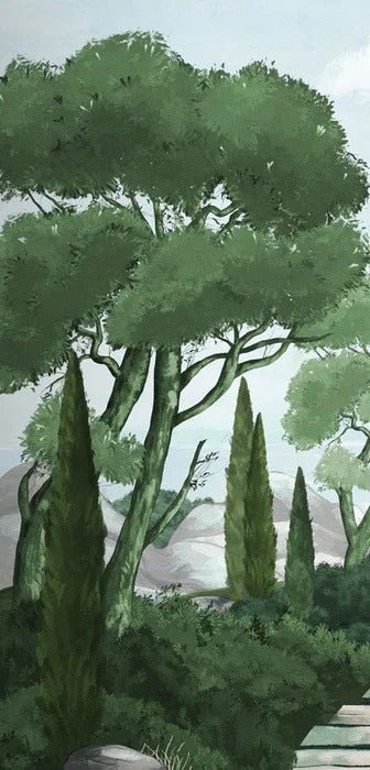 Camina por los arroyos de papel pintado de verde