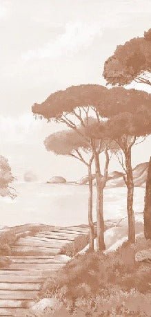 Papel pintado paseo por los arroyos terracota