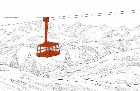 Papel pintado teleférico rojo de La Plagne