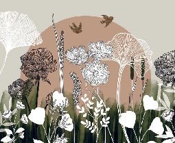 Papier peint toilette illustration florale, XXL, tendance