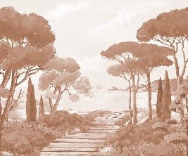 Papel pintado paseo por los arroyos terracota