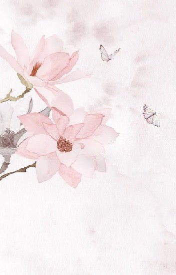 Papier peint aquarelle magnolia rose, XXL, tendance