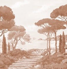 Papel pintado paseo por los arroyos terracota