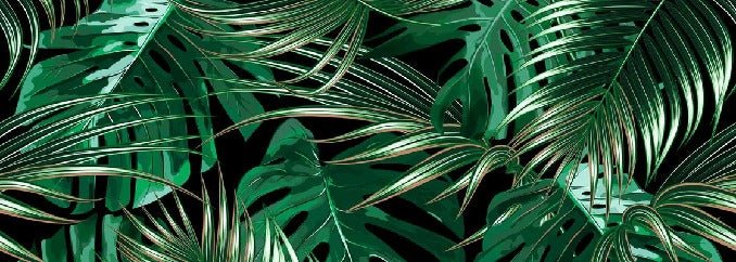 Papel pintado no tejido con grandes hojas verdes