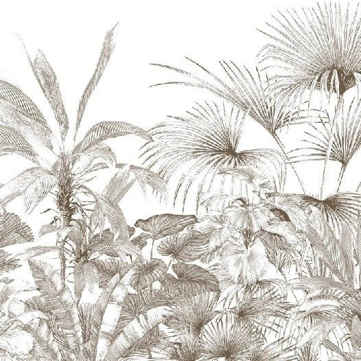 Papel pintado grabado monocromo tropical