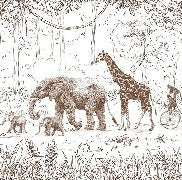 Papel pintado infantil monocromo selva