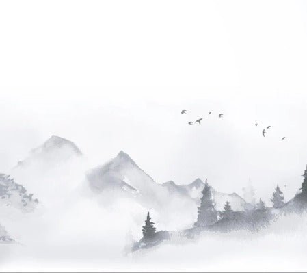 Papel pintado zen con paisaje minimalista