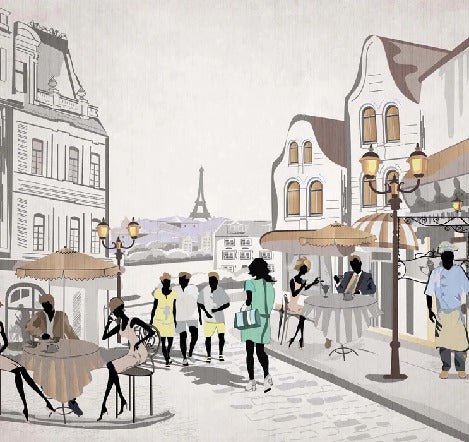 Papel pintado francés Paris café en terrasse