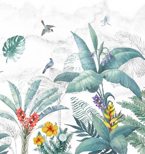 Papel pintado para baño Végétal & Bird