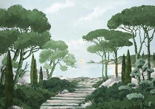 Paseo por los arroyos de papel pintado de verde