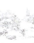 Papier peint forêt de pin aquarelle, XXL, tendance