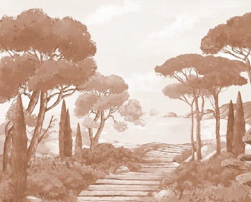 Papel pintado «Paseo por las calas» terracota