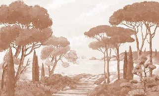 Papel pintado paseo por los arroyos terracota