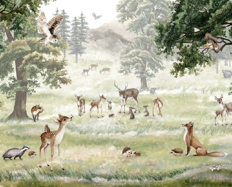Papel pintado infantil con animales y mascotas
