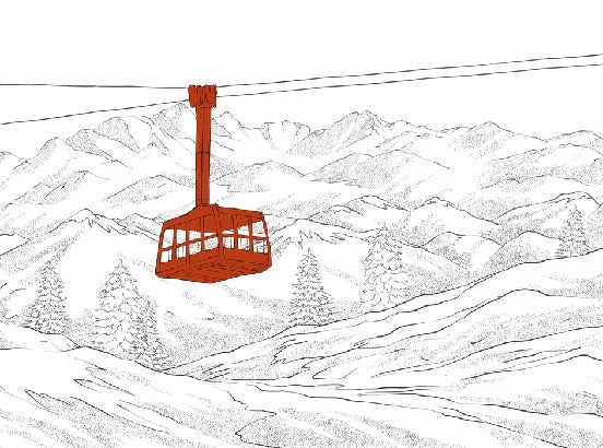Papel pintado teleférico rojo de La Plagne