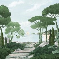 Camina por los arroyos de papel pintado de verde