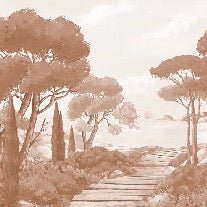 Papel pintado paseo por los arroyos terracota