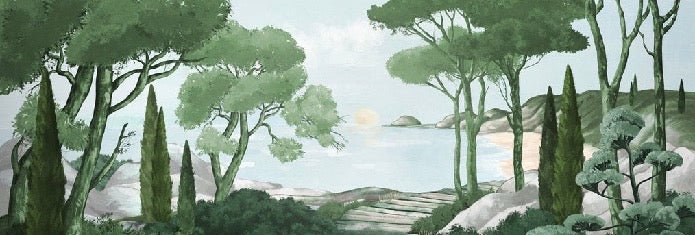 Camina por los arroyos de papel pintado de verde