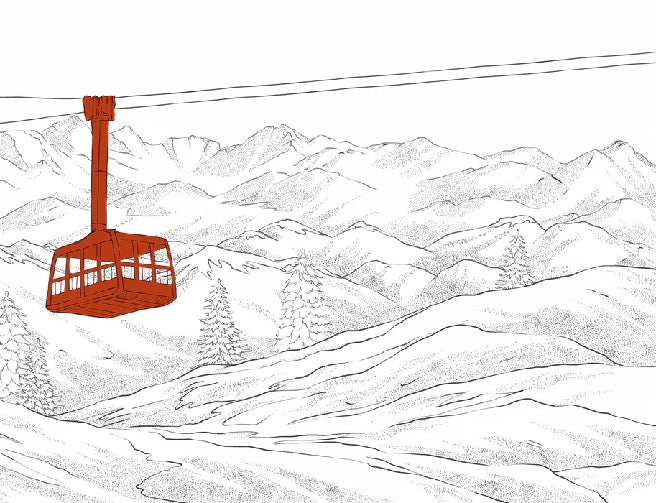 Papel pintado teleférico rojo de La Plagne