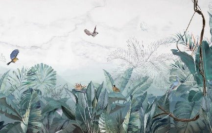 Papel pintado Selva de mármol azul