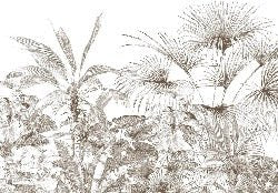 Papel pintado grabado monocromo tropical