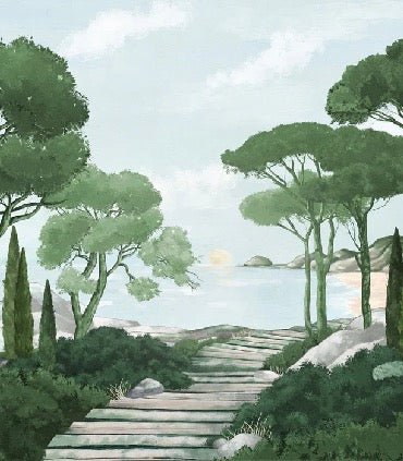 Camina por los arroyos de papel pintado de verde