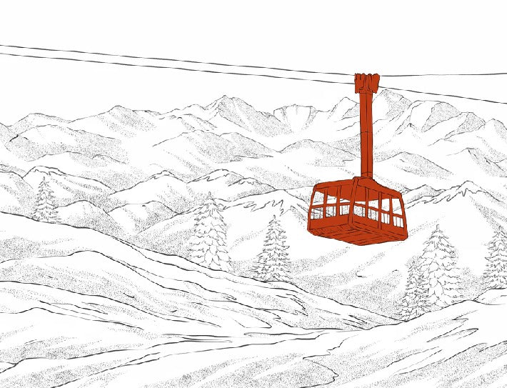 Papel pintado teleférico rojo de La Plagne