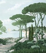 Camina por los arroyos de papel pintado de verde