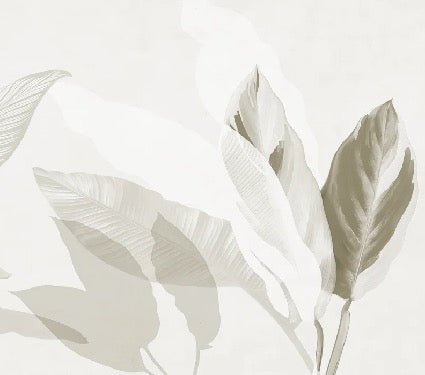 Papel pintado con motivos vegetales modernos en color sepia